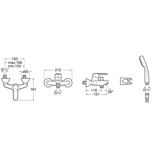 Roca victoria външен смесител за вана/душ - 2