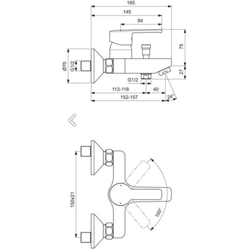 Vidima calista смесител стенен за вана и душ  в0875аа - 2