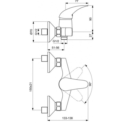 Vidima orion смесител стенен за душ в5194аа - 2