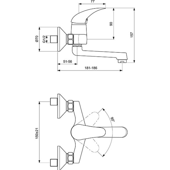 Vidima orion смесител стенен за умивалник  в1024аа - 2