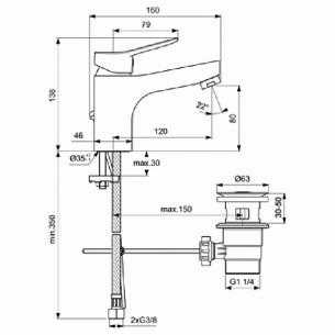 Vidima scorpio grande смесител стоящ за умивалник вс271аа - 1 2