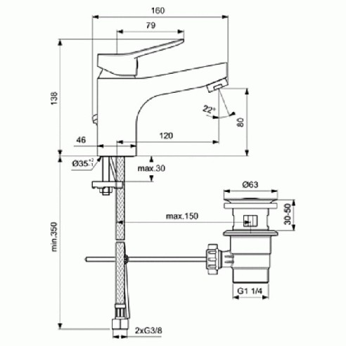 Vidima scorpio grande смесител стоящ за умивалник вс271аа - 2