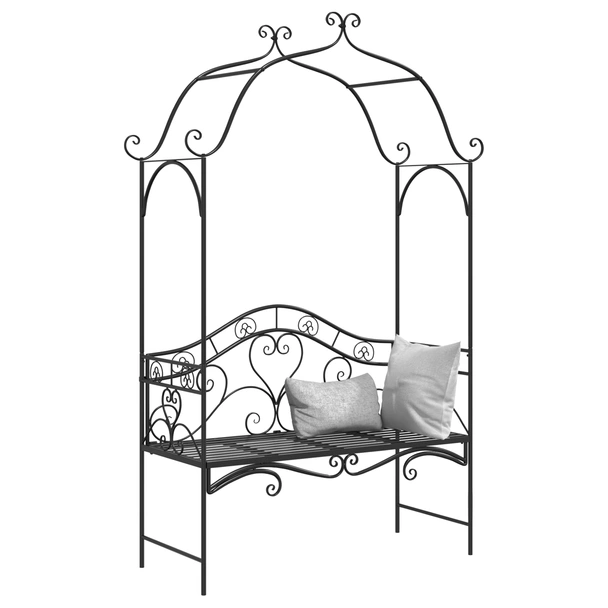 Черна външна пейка Черна Метал Голяма Декоративни детайли - VL42008121 - Image 4