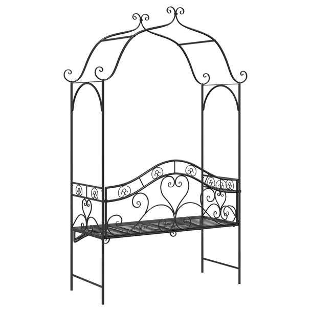 Черна външна пейка Черна Метал Голяма Декоративни детайли - VL42008121 - Image 8