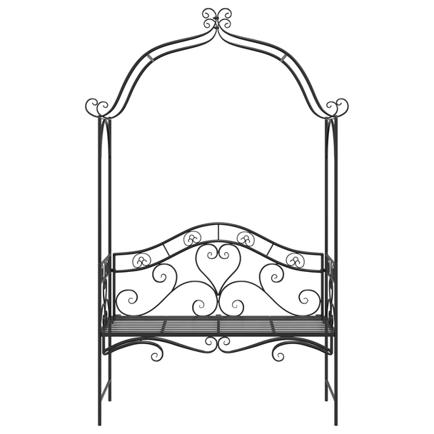 Черна външна пейка Черна Метал Голяма Декоративни детайли - VL42008121 - Image 6