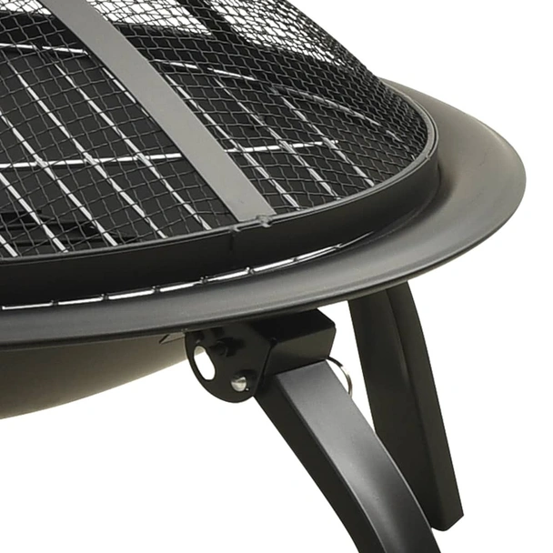 Преносимо огнище барбекю 2-в-1, с ръжен, 56x56x49 см, стомана - Image 6