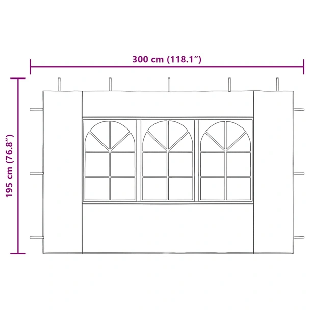 Странични стени за парти шатра, 2 бр, с прозорци, PE, бели - Image 10