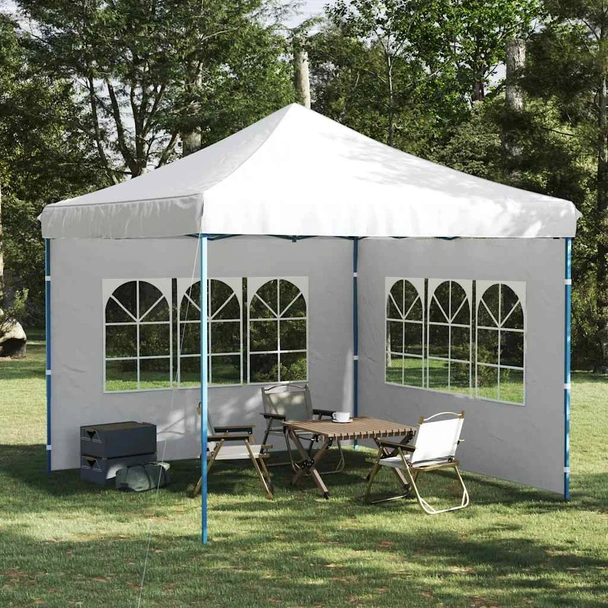 Странични стени за парти шатра, 2 бр, с прозорци, PE, бели - Image 3
