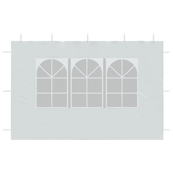 Странични стени за парти шатра, 2 бр, с прозорци, PE, бели - Image 7