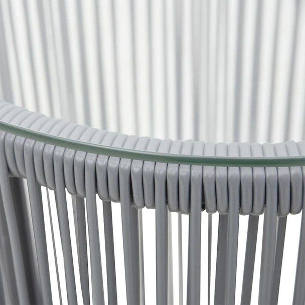 Бистро комплект с възглавници, 3 части, PE ратан, сив - Image 3