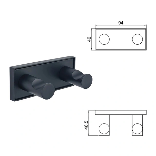 Двойна закачалка за баня Modena Black Matt INTER CERAMIC - Image 4