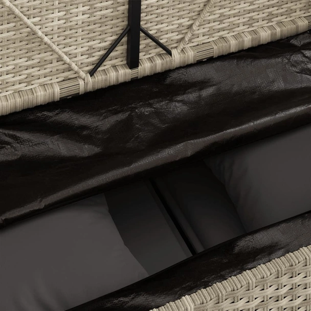 Градинска пейка с възглавници, светлосив, полиратан - VL365776 - Image 9