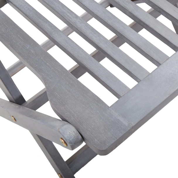 Градински трапезен комплект, 7 части, акация масив, сив - Image 9