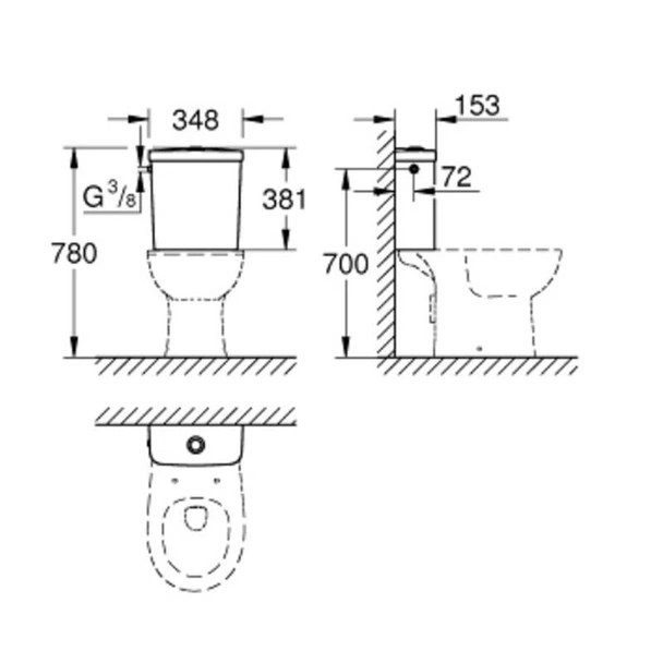 Комплект тоалетна чиния, седалка и казанче Bau Ceramic GROHE - Image 10