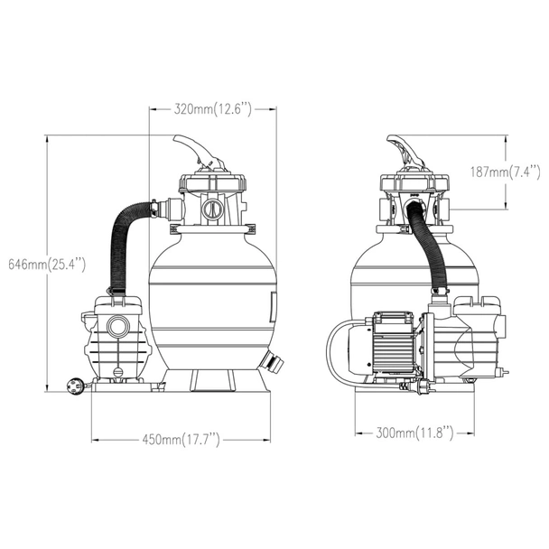 Пясъчен филтър за басейн с 6-позиционен клапан - 400W - Image 10