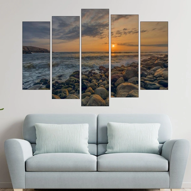 Залез над каменист бряг 2- картина пано за стена - Image 3