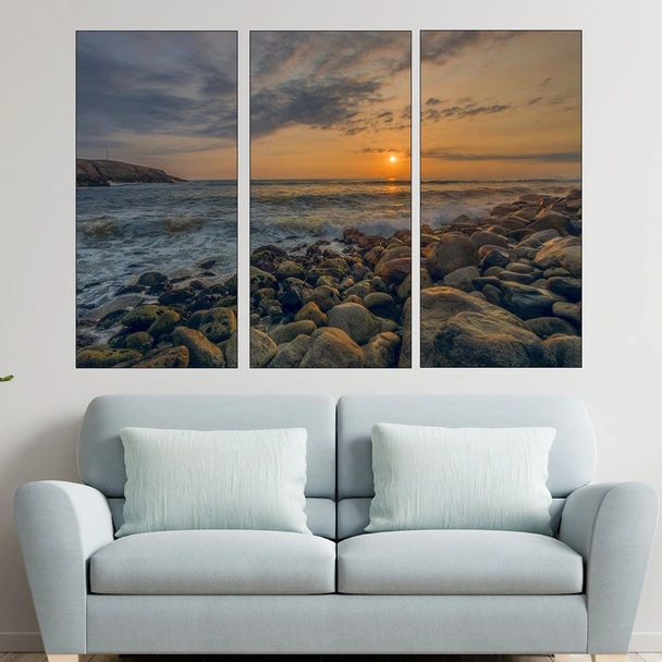 Залез над каменист бряг 2- картина пано за стена - Image 2