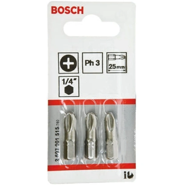 Битове PH3 25 мм - 3 бр. за винтоверти и отвертки BOSCH - Image 2