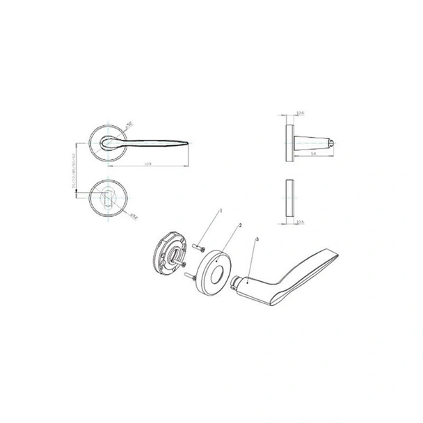 Дръжка за секретна брава 1/2 месинг Русе SONICO - Image 2