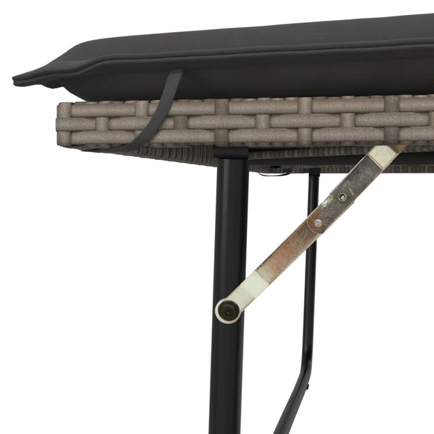 Градинска пейка с възглавници и табуретка, сива, полиратан - VL368409 - Image 9