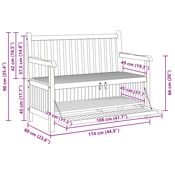 Градинска Пейка за Съхранение Кафяво 228 x 60 x 90 см - VL42001959 - Image 12
