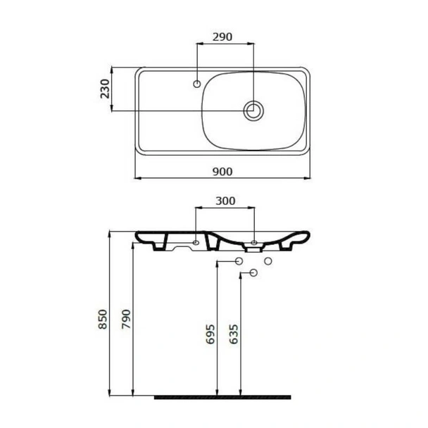 Мивка 90 см син сапфир гланц Fenice BOCCHI - Image 2