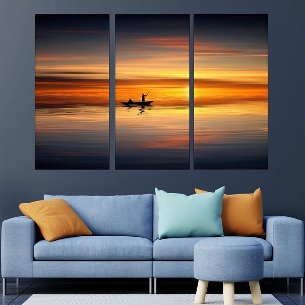 Риболов по залез слънце - картина пано за стена - Image 2