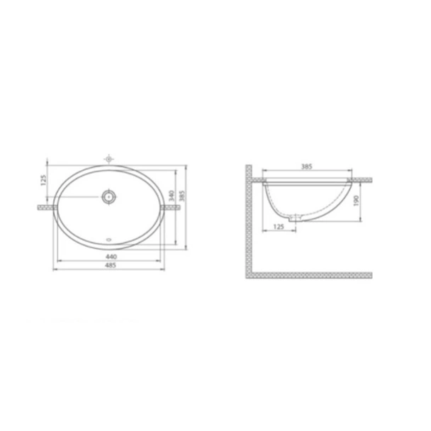 Мивка 42 см за вграждане под плот Classic Cera Style - Image 3