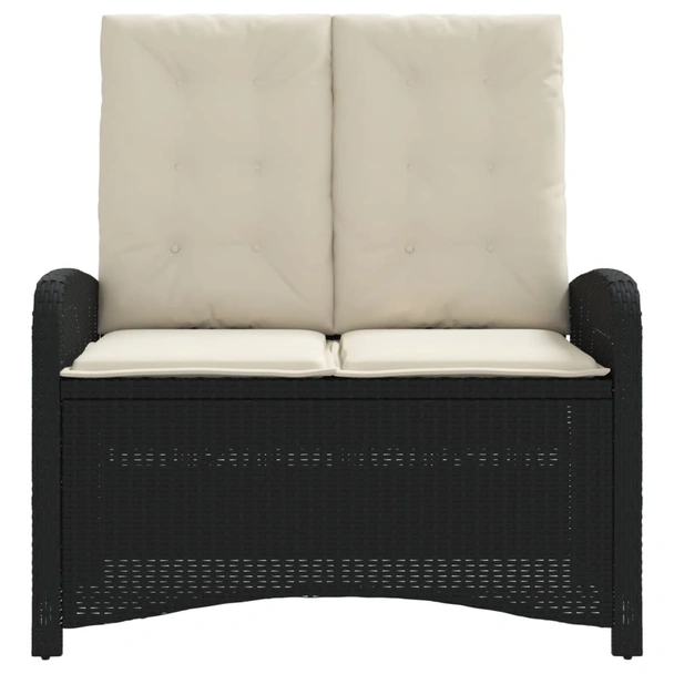 Накланяща се градинска пейка с възглавници черен полиратан - VL368215 - Image 3