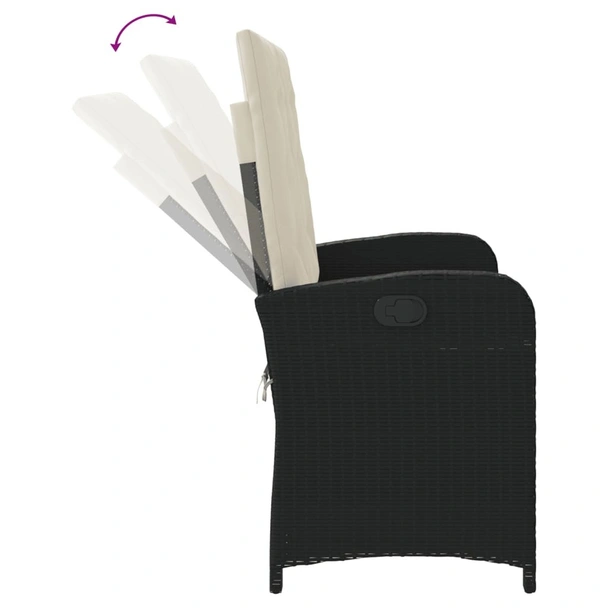 Накланяща се градинска пейка с възглавници черен полиратан - VL368215 - Image 6