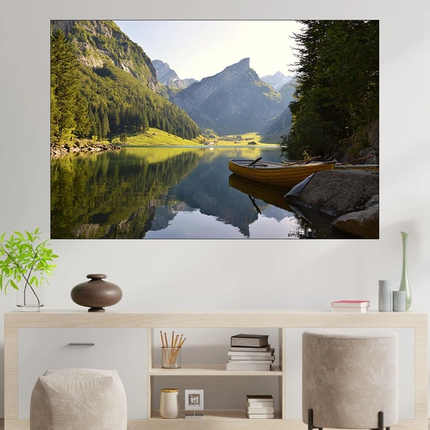 Планинско езеро в Алпите - картина пано за стена