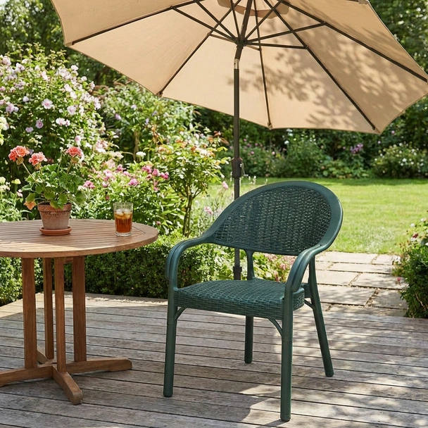 Градински стол Bamboo Rattan зелен MEVSIM - Image 2