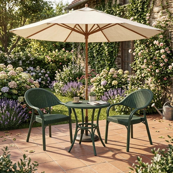 Градински стол Bamboo Rattan зелен MEVSIM - Image 3