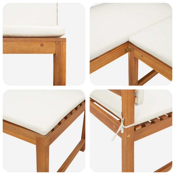 Комплект градинска пейка от 3 части с възглавници, направен от акациево дърво - VL3329105 - Image 10