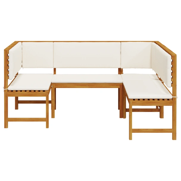 Комплект градинска пейка от 3 части с възглавници, направен от акациево дърво - VL3329105 - Image 7