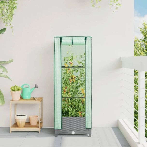 Повдигната леха с покривало, 40x40x123 см - Светлосив сандък - Image 3