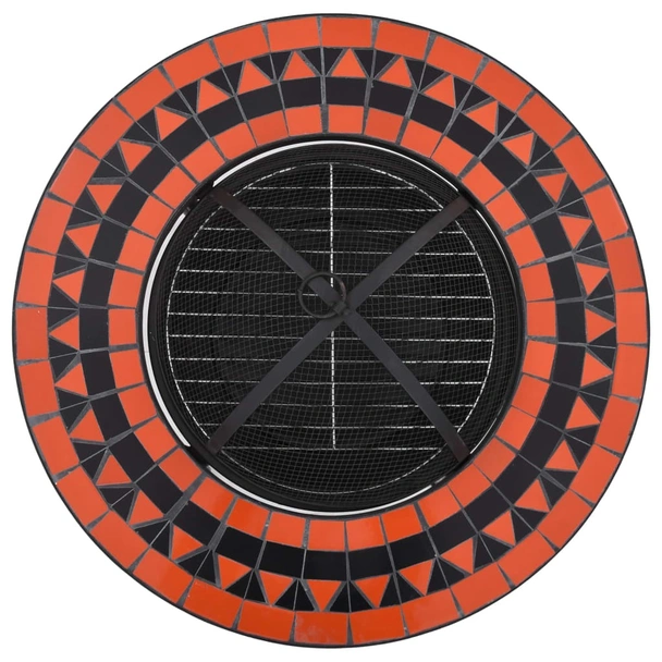 Мозаечна маса с огнище, теракота и бяло, 68 см, керамика - Image 8