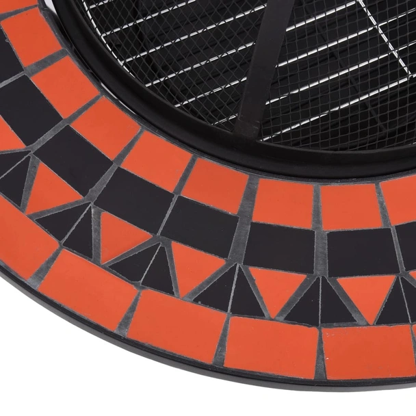 Мозаечна маса с огнище, теракота и бяло, 68 см, керамика - Image 7