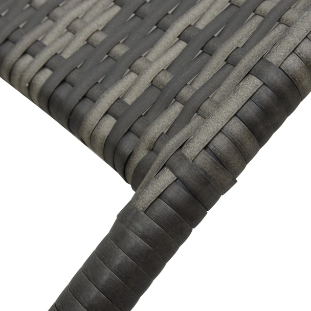 Сгъваем шезлонг, полиратан, сив - Image 6