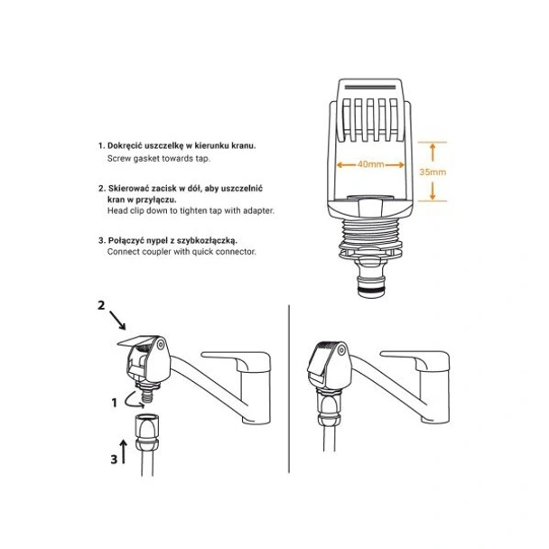 Универсален конектор за смесител макс. 40 мм Black Line BRADAS - Image 2