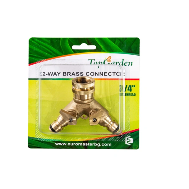 Месингов разклонител-бърза връзка с вътрешна резба 3/4", 1/2" TOP GARDEN - Image 2