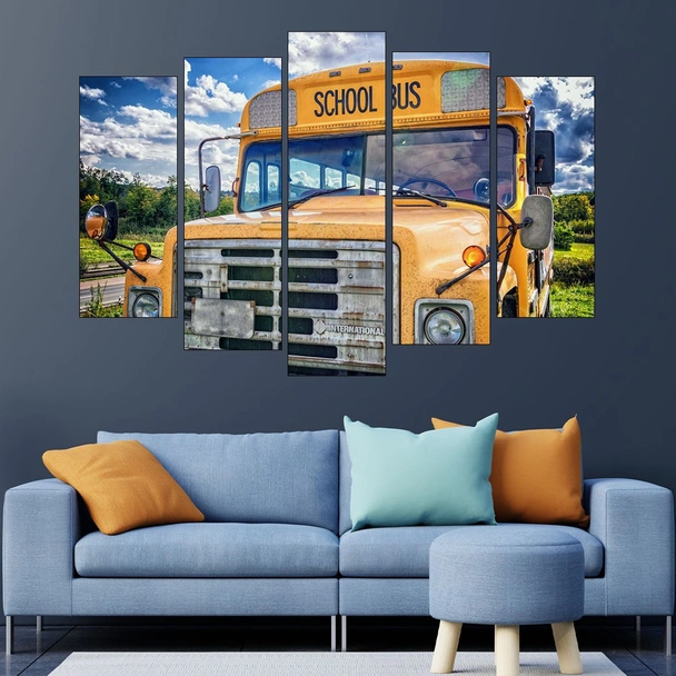 Изоставен училищен автобус - картина пано за стена - Image 3