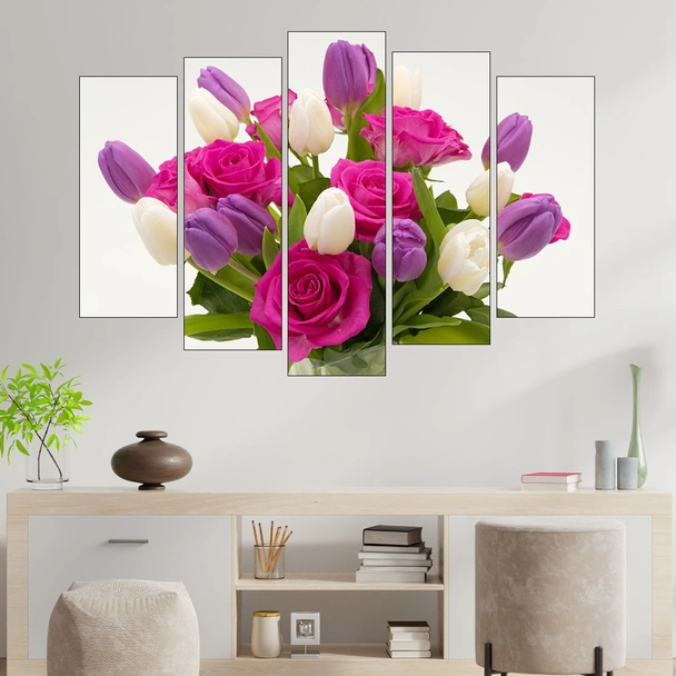 Букет от рози и лалета - картина пано за стена - Image 3