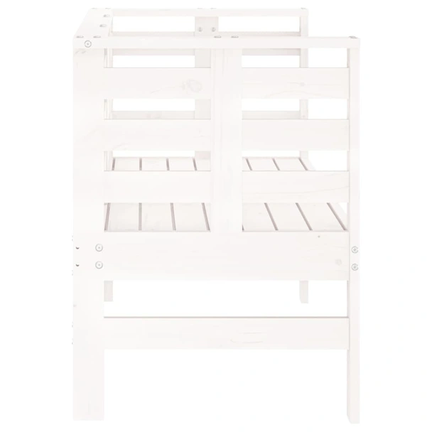 Градинска пейка, бяла, 111,5x53x71 см, борово дърво масив - VL825136 - Image 5