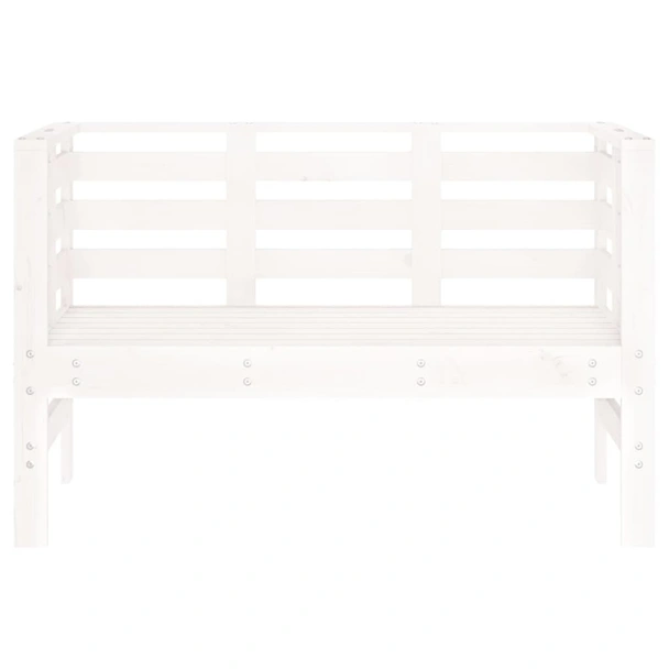 Градинска пейка, бяла, 111,5x53x71 см, борово дърво масив - VL825136 - Image 4