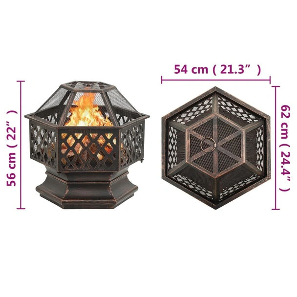 Рустик огнище с ръжен 62x54x56 см XXL стомана - Image 8