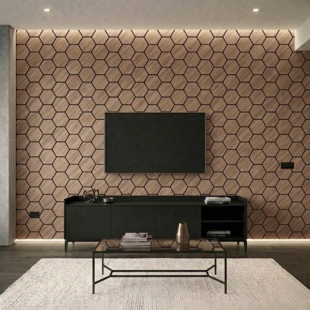 Акустичен панел от MDF 78x64 см Махагон - Пчелна пита - Image 3