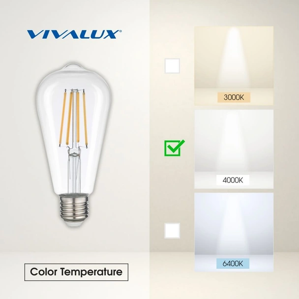 LED лампа филамент 8 W E27 4000 K FLICK VIVALUX - Image 3