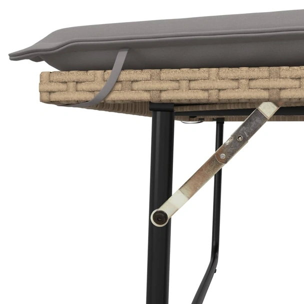 Градинска пейка с възглавници и табуретка, бежова, полиратан - VL368410 - Image 9