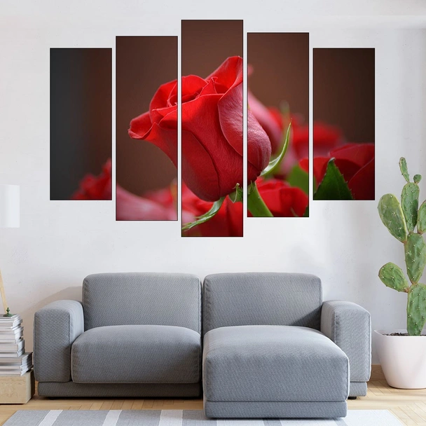Червена роза в близък план - картина пано за стена - Image 3